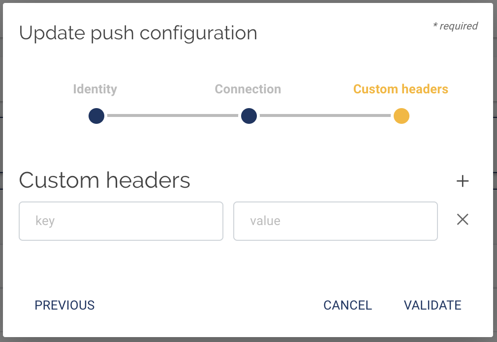 Update push configuration connection